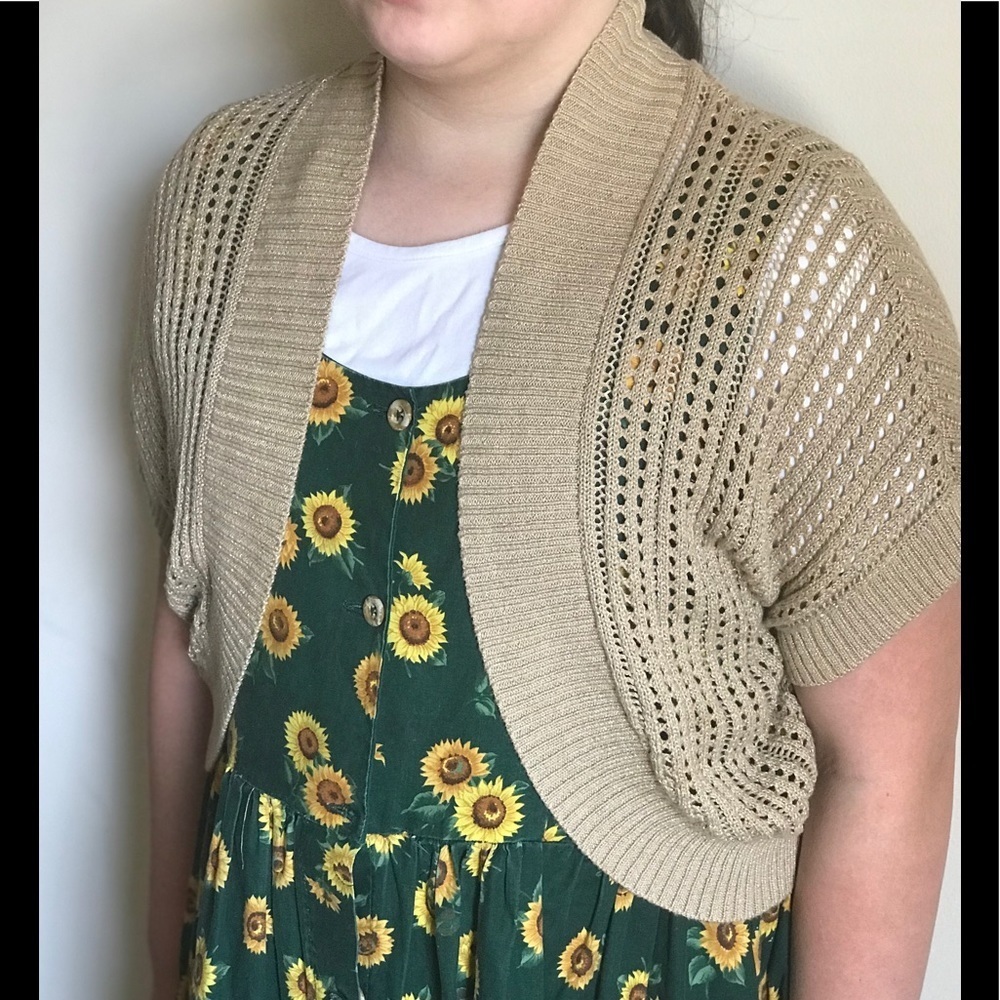APT.9 GOLD SHIMMER OPEN TOP CARDIGAN